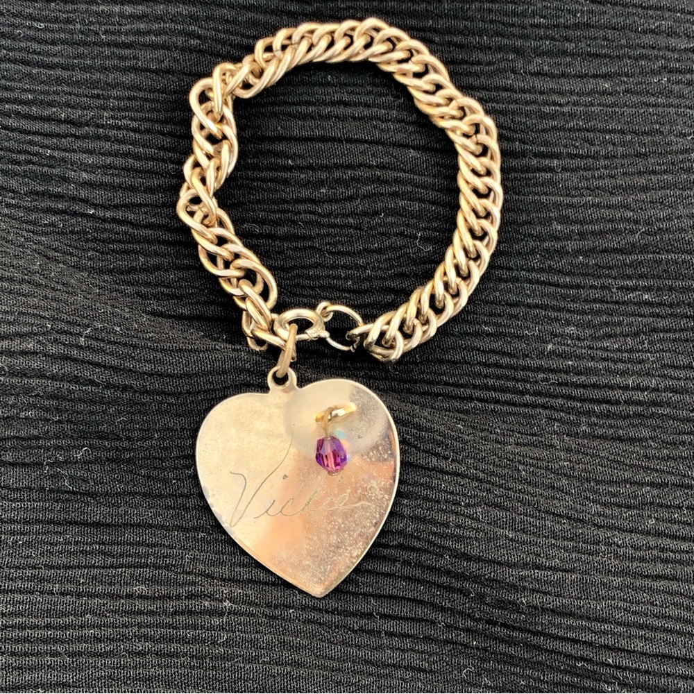 9” engravable chunky bracelet Gold Tone Vickie